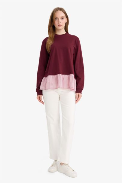 Regular Fit Thin Sweatshirt Fabric Crew Neck Sweat Tunic