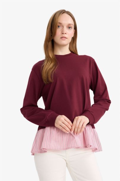 Regular Fit Thin Sweatshirt Fabric Crew Neck Sweat Tunic