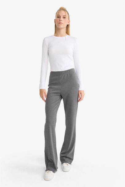 Pantalon patte d'éléphant gris basique Coupe évasée