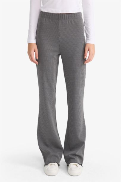 Pantalon patte d'éléphant gris basique Coupe évasée