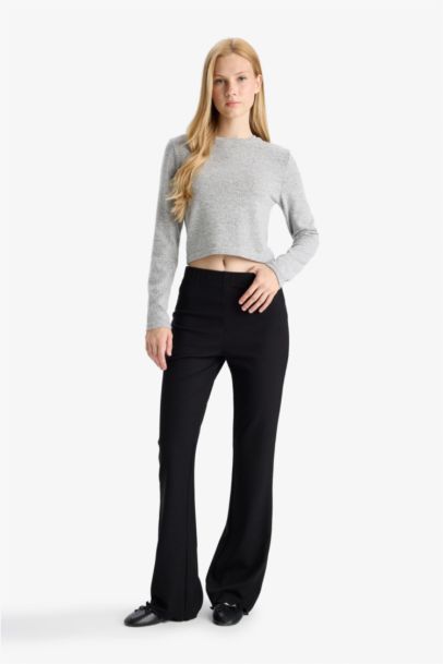 Pantalon patte d'éléphant noir basique Coupe évasée