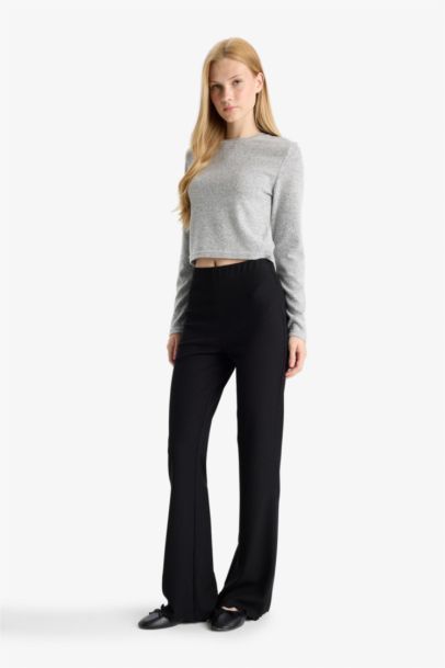 Pantalon patte d'éléphant noir basique Coupe évasée