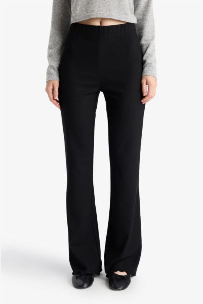 Pantalon patte d'éléphant noir basique Coupe évasée