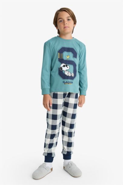 Snoopy Pijama Takımı Uzun Kollu Üst Uzun Alt Erkek Çocuk