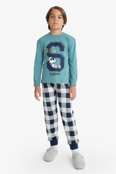 Snoopy Pijama Takımı Uzun Kollu Üst Uzun Alt Erkek Çocuk