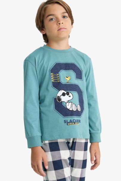 Snoopy Pijama Takımı Uzun Kollu Üst Uzun Alt Erkek Çocuk