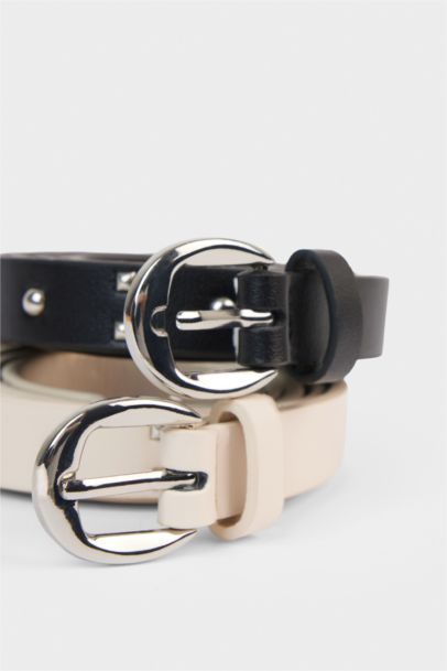 Woman 2 piece Faux Leather Belt