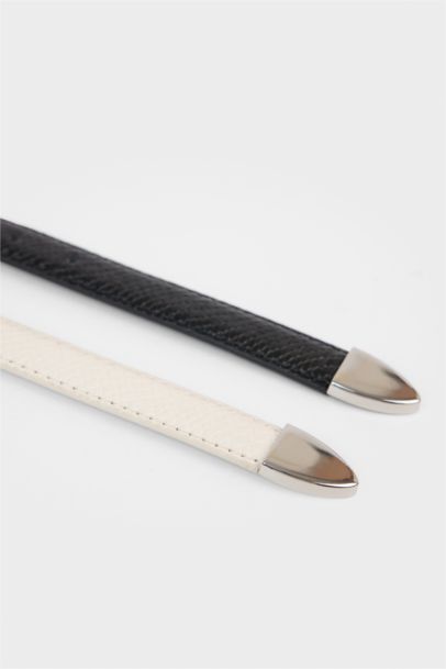 حزام جلد صناعي بمشبك بيضاوي من قطعتين