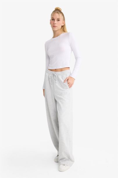 Barrel Fit Beli Bağcıklı Geniş Paça Eşofman Altı