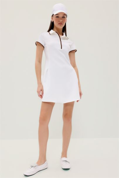Polo Yaka Kısa Kollu Mini Yazlık Elbise