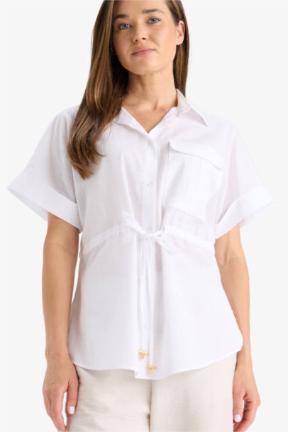 Chemise à manches courtes en coton flammé Coupe régulière