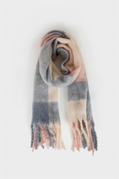Woman Plaid Neck Scarf