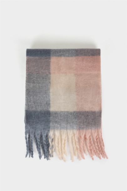 Woman Plaid Neck Scarf