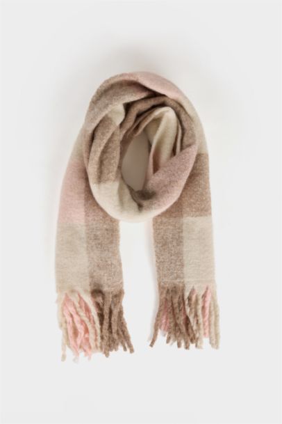 Woman Plaid Neck Scarf