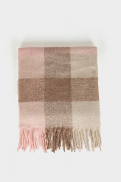 Woman Plaid Neck Scarf