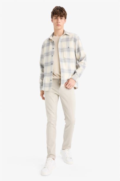 Regular Fit Polo Collar Flannel Long Sleeve Shirt