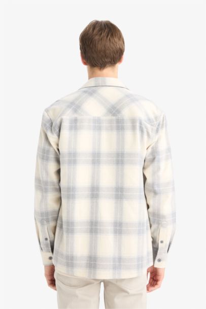 Regular Fit Polo Collar Flannel Long Sleeve Shirt