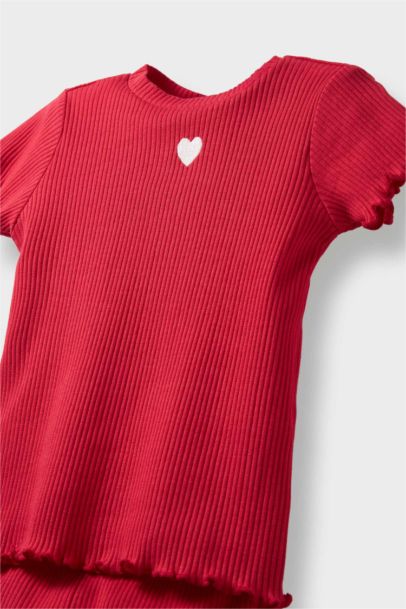 Baby Girl Heart Ribbed Camisole T-Shirt Leggings 2 Piece Set