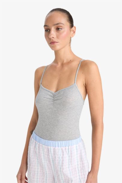 Fall in Love Ribbed Thin Strap Bodysuit