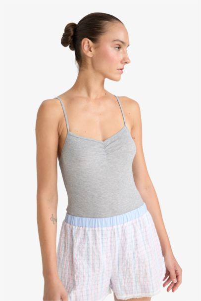 Fall in Love Ribbed Thin Strap Bodysuit