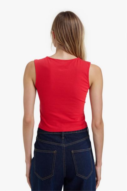 Regular Fit Basic Düz Bisiklet Yaka Kırmızı Atlet