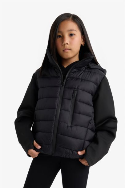 Girl Hooded Zipper Puffer Jacket