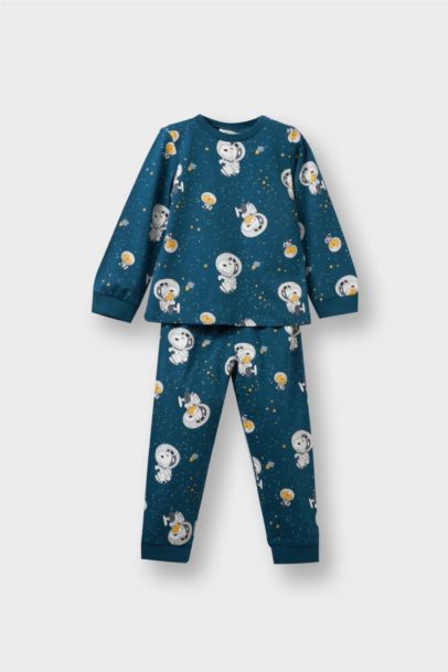 Erkek Bebek Snoopy Pijama Takımı Uzun Kollu Penye Üst Uzun Alt