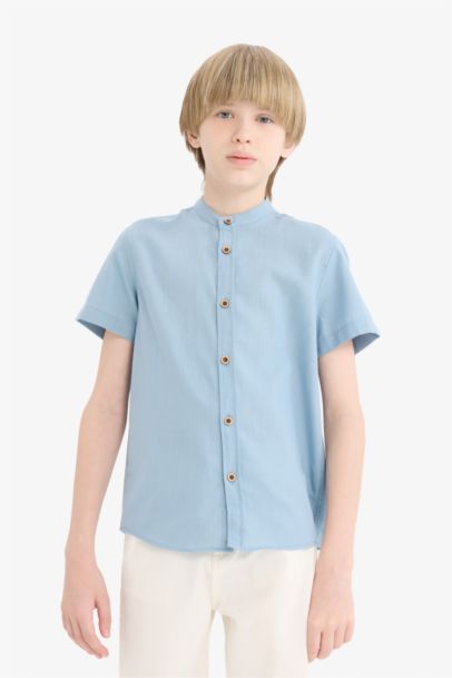 Chemise à manches courtes et col mao pour garçon