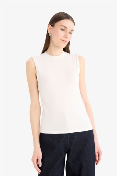 Regular Fit Ribbed Camisole Sleeveless Blouse