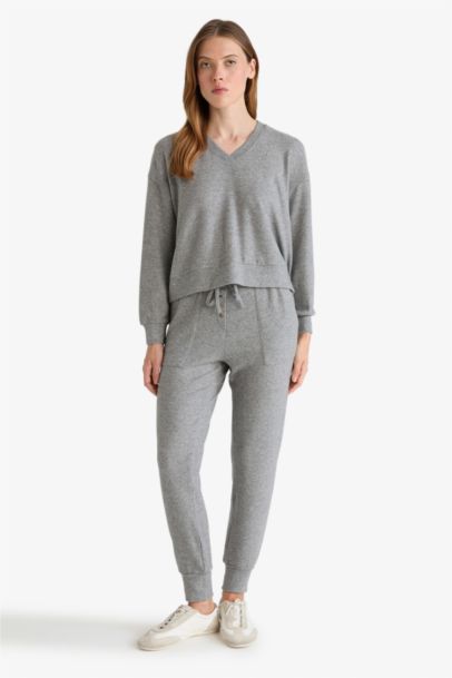 Fall in Love Regular Fit Velour Top Bottoms 2 Piece Pajama Set