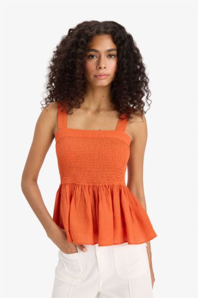 Crinkle Gipelli Viscose Thick Strap Blouse