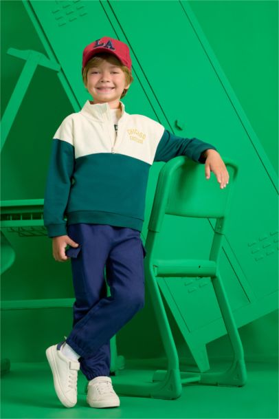 Jogger Fit Esnek Bantlı Paça Gabardin Okul Pantolonu Erkek Bebek