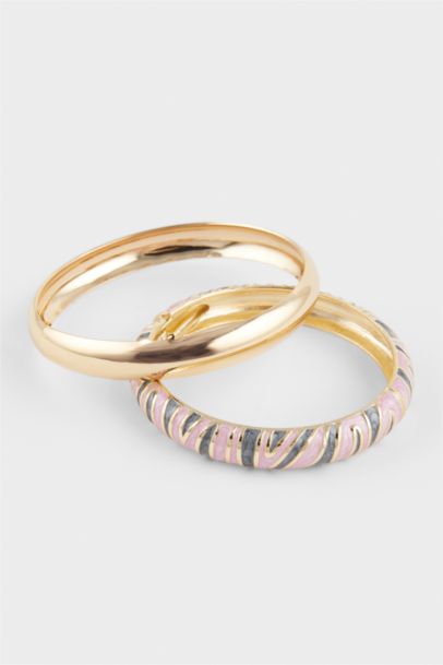 Woman 2 Piece Golden Bracelets