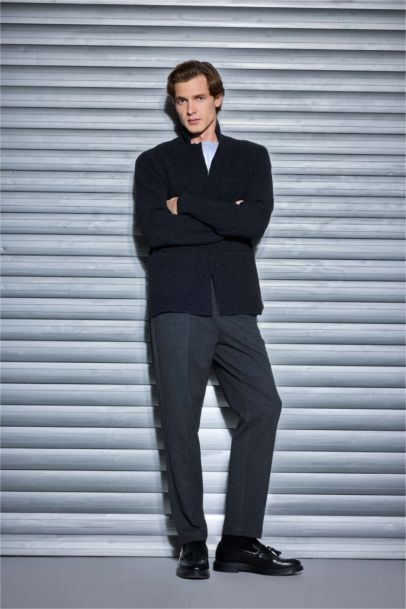 Standard Fit Jacket Collar Knitwear Cardigan