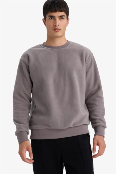 Relax Fit Crew Neck Fleece Sweatshirt
