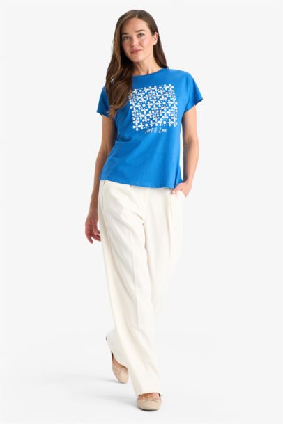 Regular Fit Crew Neck Ethnic Patterned T-Shirt