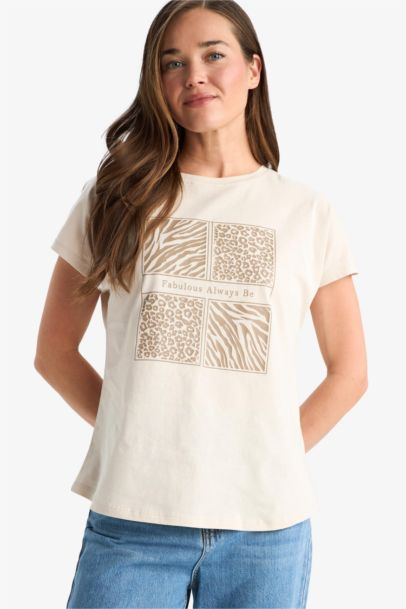 Regular Fit Crew Neck Ethnic Patterned T-Shirt