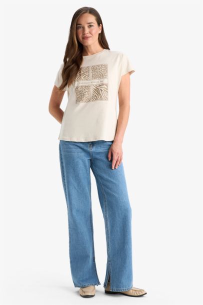 Regular Fit Crew Neck Ethnic Patterned T-Shirt