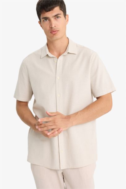 Regular Fit Polo Neck Cotton Shirt