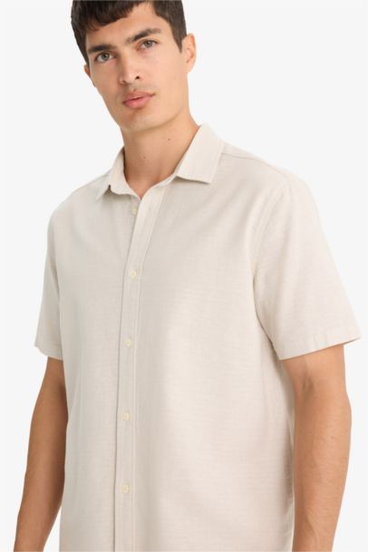 Regular Fit Polo Neck Cotton Shirt
