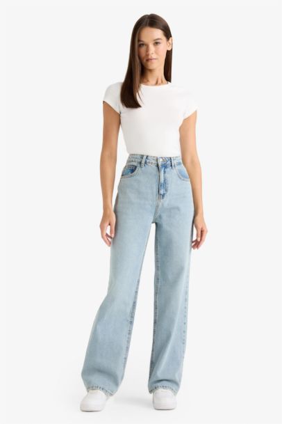90's Wide Leg High Waist Long Jeans