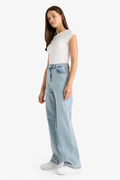90's Wide Leg High Waist Long Jeans