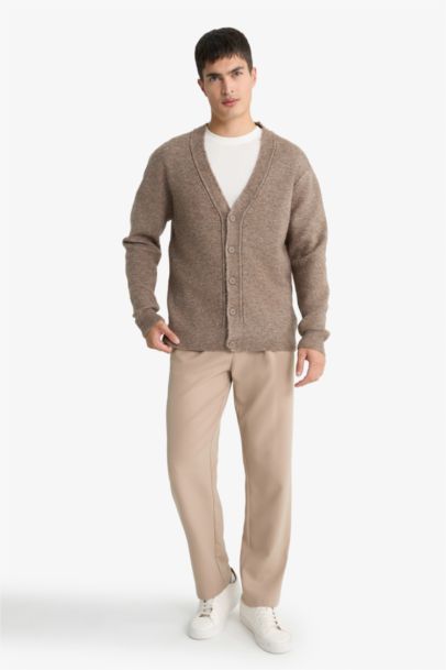 Relax Fit V-Neck Button Down Knit Cardigan