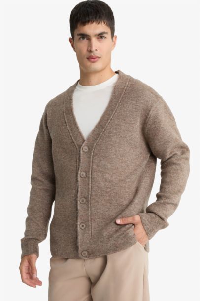 Relax Fit V-Neck Button Down Knit Cardigan
