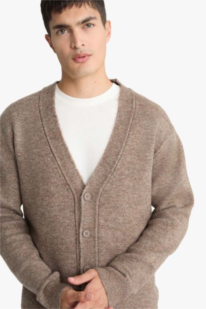 Relax Fit V-Neck Button Down Knit Cardigan