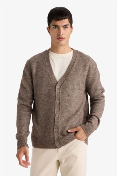 Cardigan en maille à col V Coupe décontractée