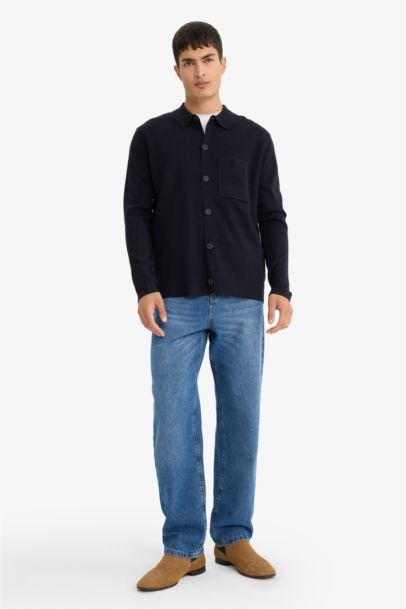 Standard Fit Polo Collar Knitwear Cardigan