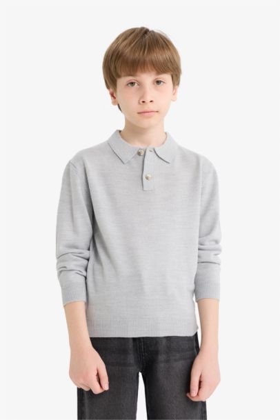 Boy Regular Fit Polo Collar Pullover