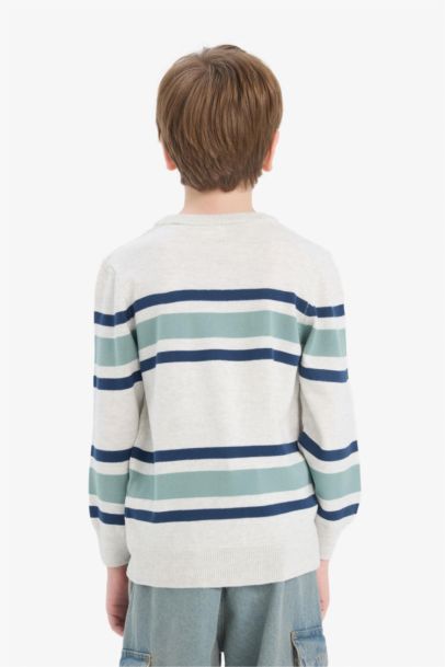 Boy Crew Neck Striped Knit Pullover