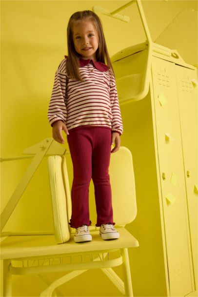 طقم بيبي بناتي تيشيرت مخطط وليجن - قطعتين